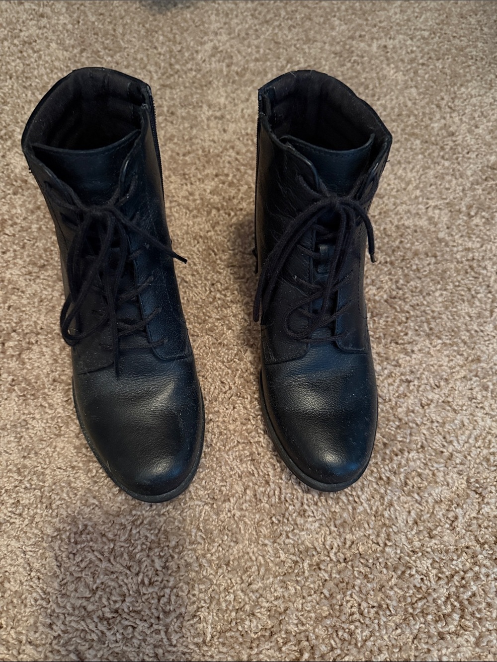 Clarks Black Leather Lace-Up Heeled Ankle Boots